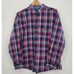 Chaps Men's Long Sleeve Button Up Shirt Plaid XXL Red, Blue, and Green Easy Care